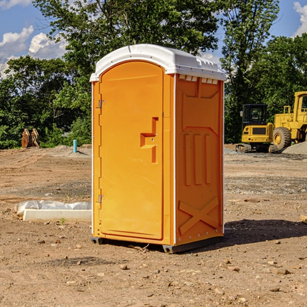 how often are the portable restrooms cleaned and serviced during a rental period in Trinity Village California